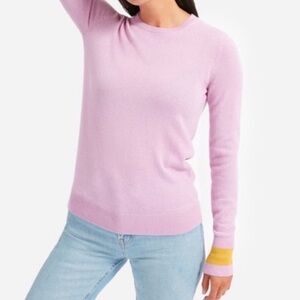 Everlane The Cashmere Crewneck Pullover Sweater Pink and Yellow Sleeve Size Sm P